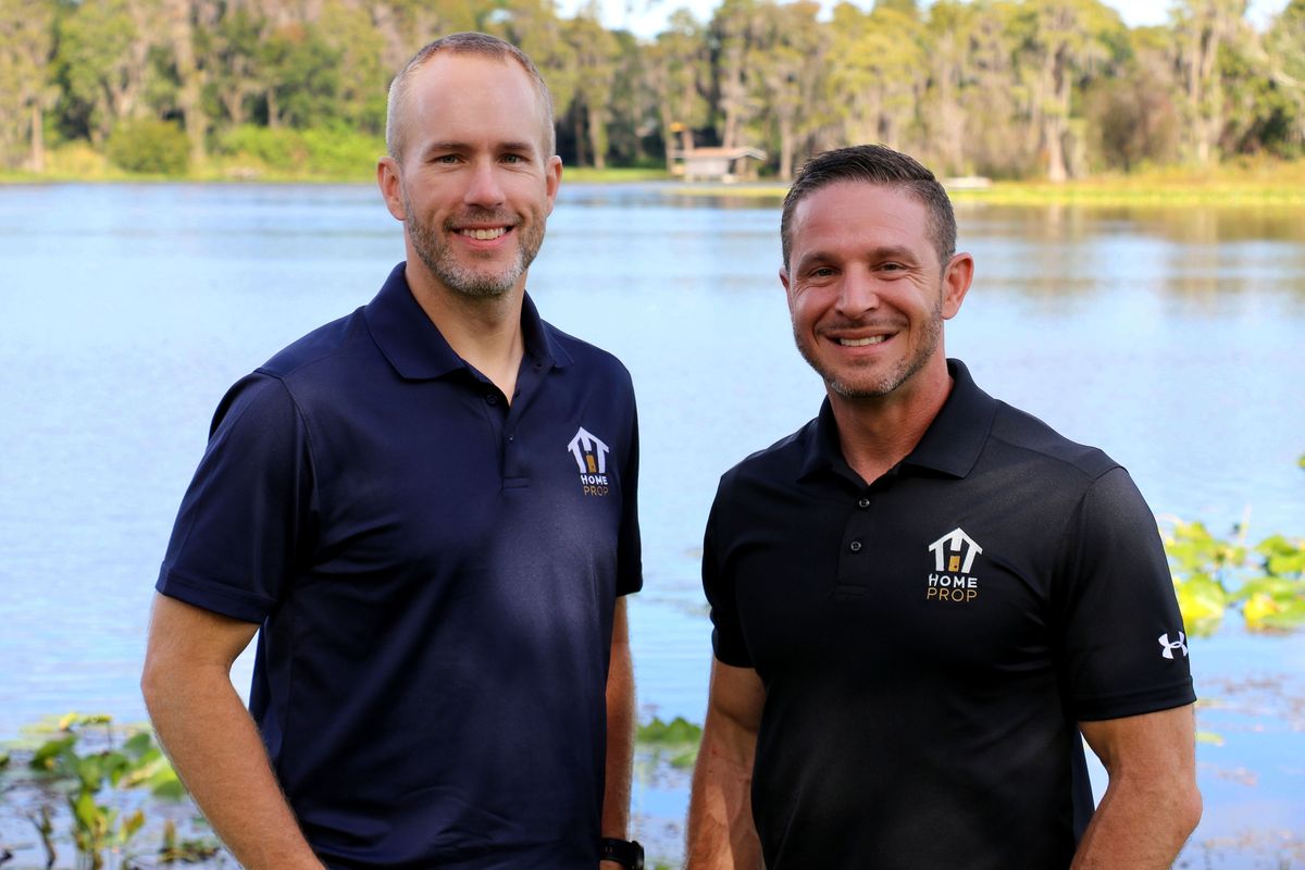 Peter Murphy and Chase Clark, HomeProp founders, at a Tampa Bay lakefront